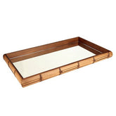 Bandeja Quadrada em Madeira Estilo Bambu Espelhado Marrom 36cm x 4,5cm - Ela Decora